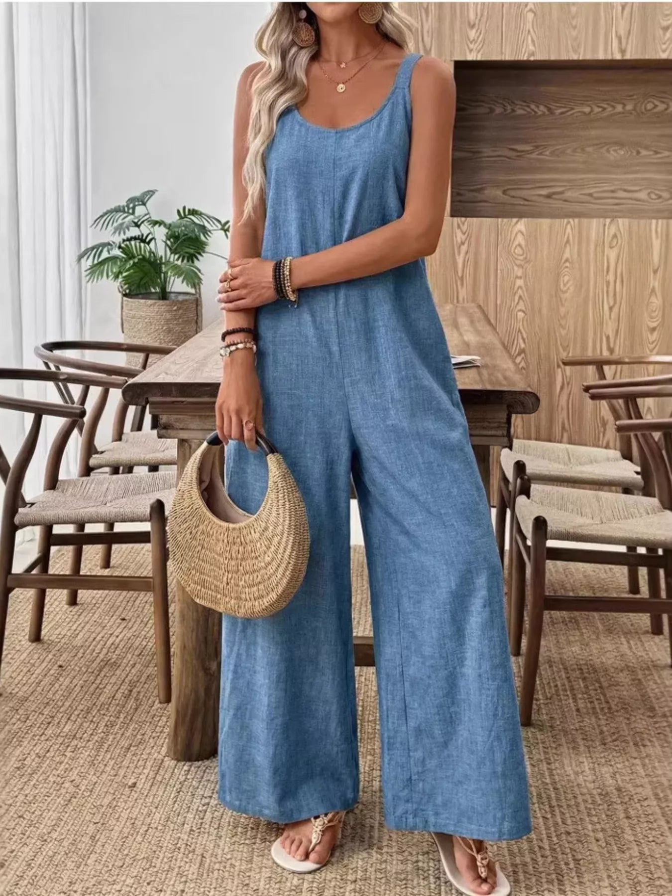 Spaghetti Strap Wide Leg Jumpsuit