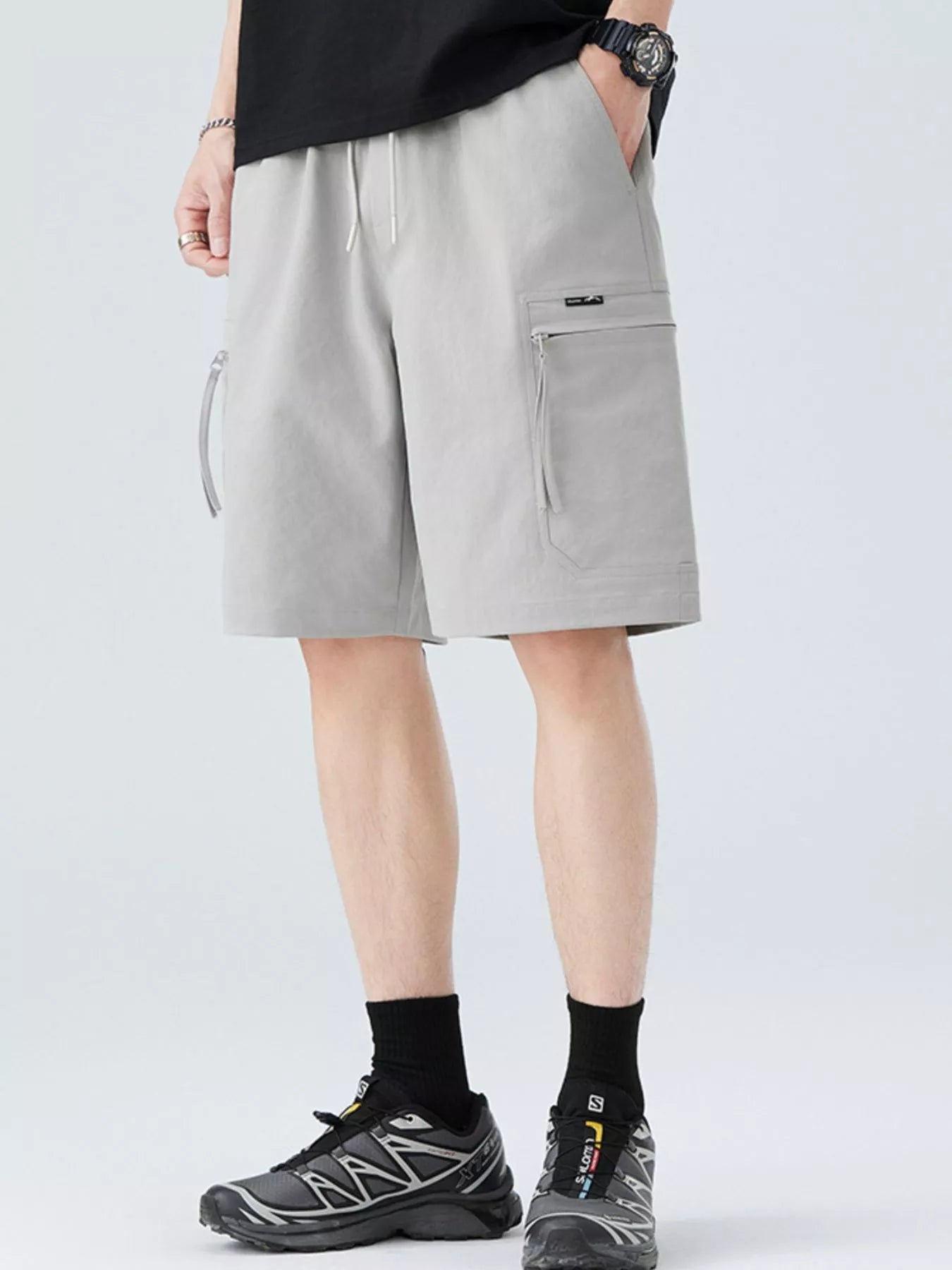 Men's Plus Size Drawstring Casual Cargo Shorts