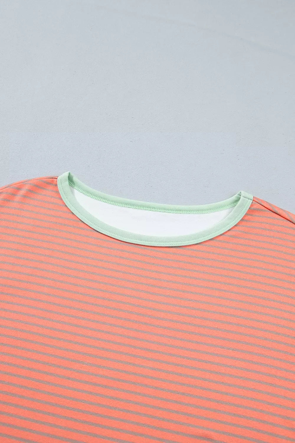 Stripe Colorblock Detail Raw Seam Long Sleeve Tunic Top