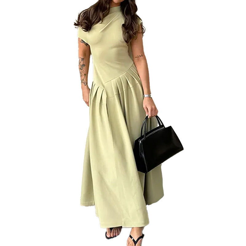 Women's High Waisted Solid Color Dress
