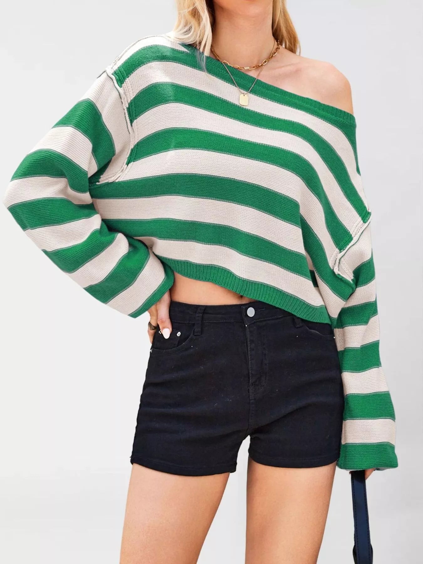 Striped Boat Neck Sweater