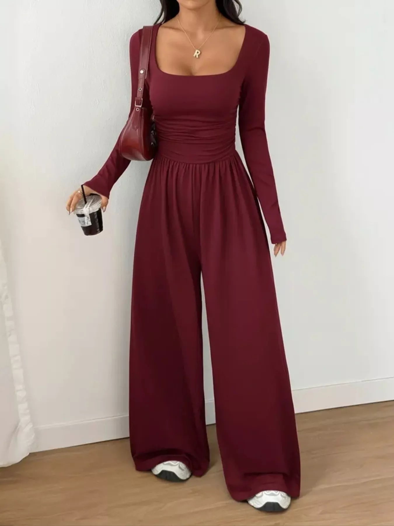 Scoop Neck Wide Leg Jumpsuit