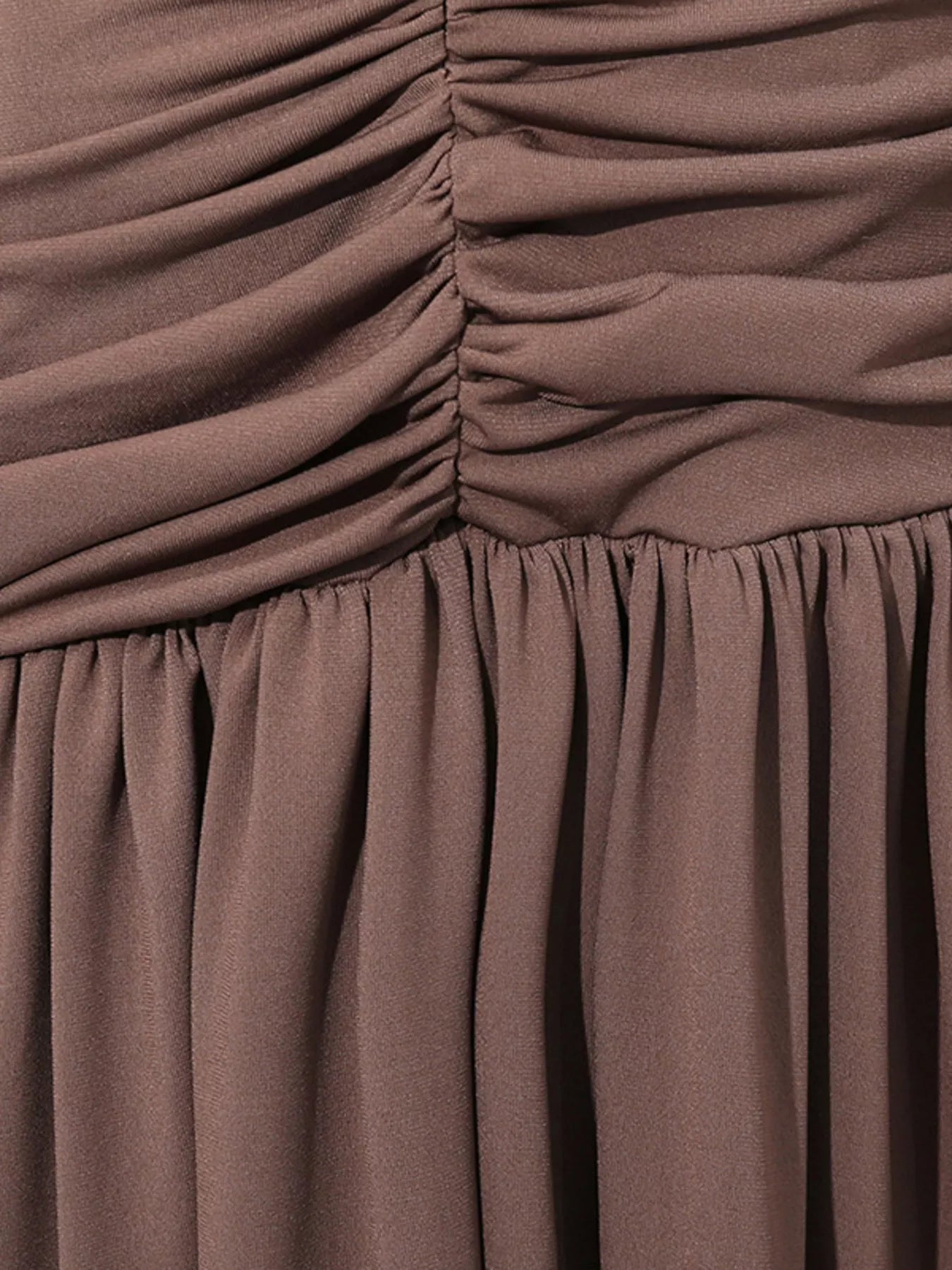 Ruched Long-Sleeve Maxi Dress with Cutout Detail