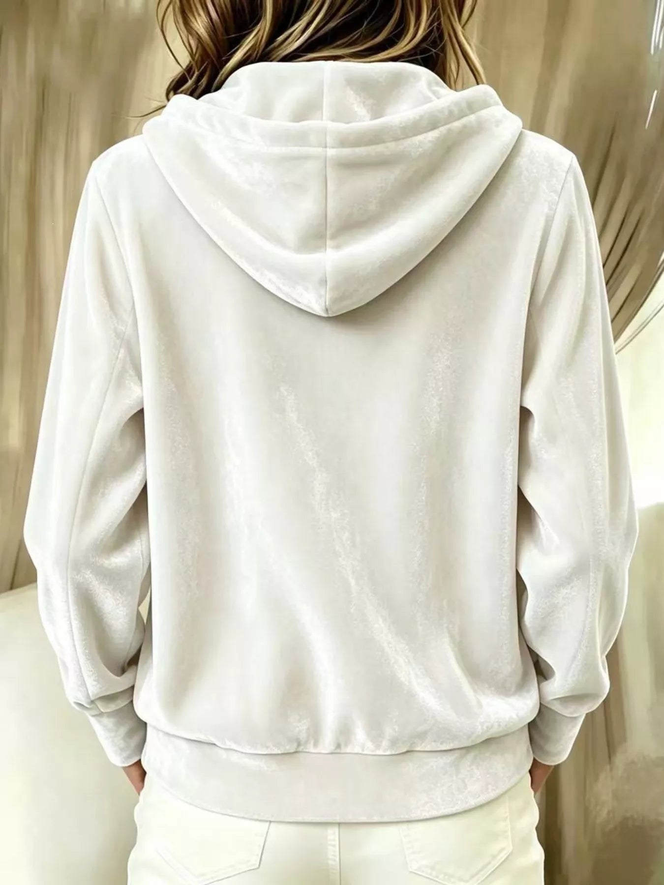 Full Size Velvet Button-Down Hooded Outerwear Plus Size