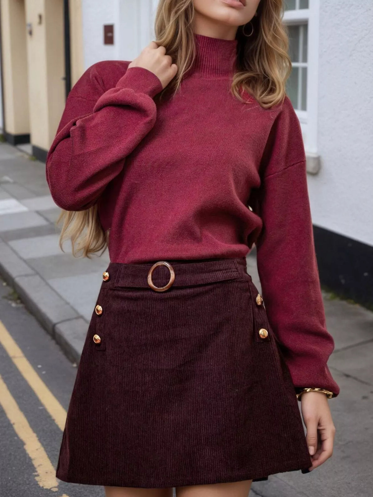 High-Waisted Corduroy Mini Skirt