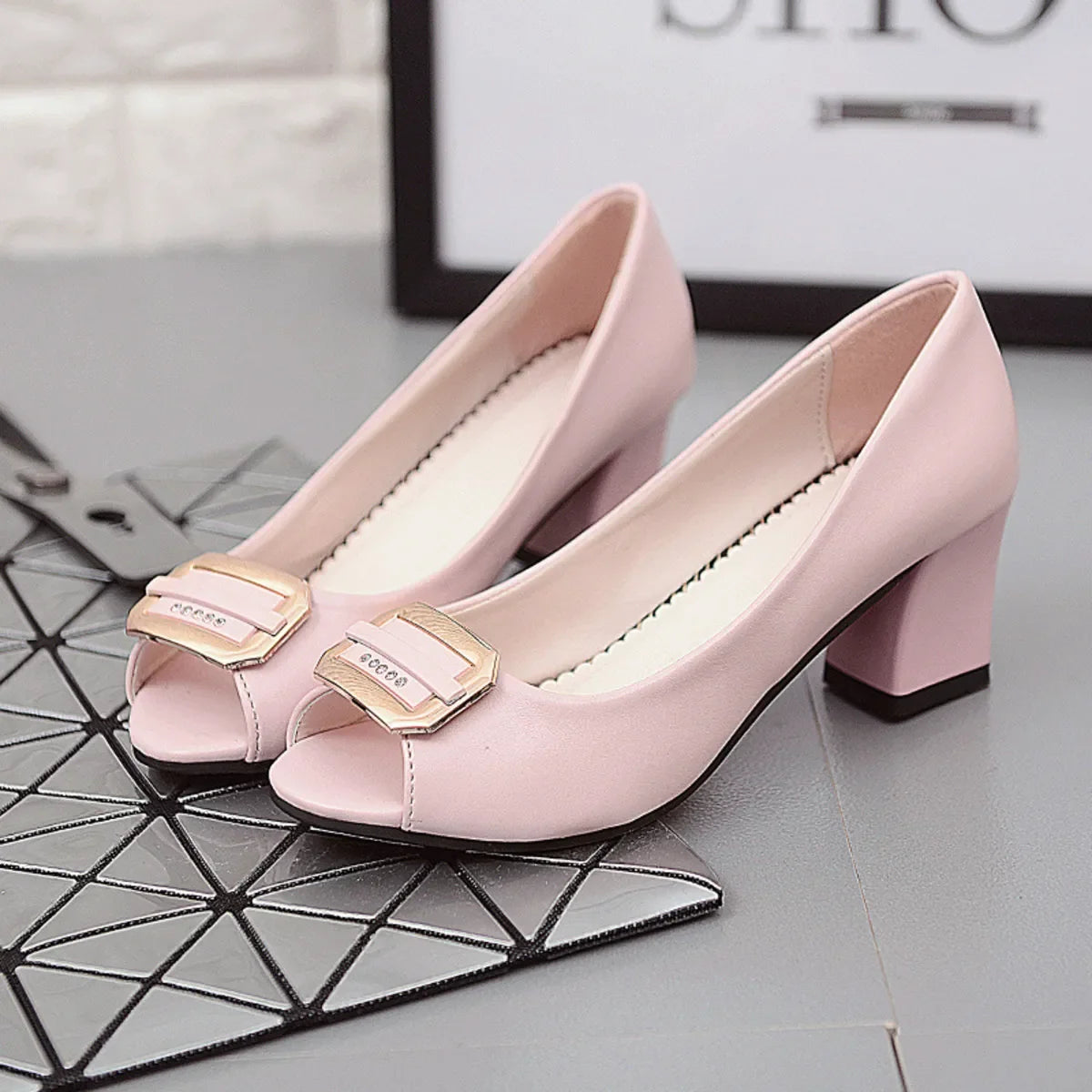 Peep Toe Block Heels Sandals