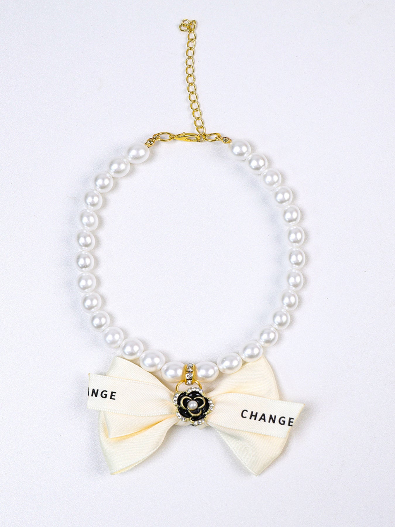 Pearl Bowknot Pet Necklace