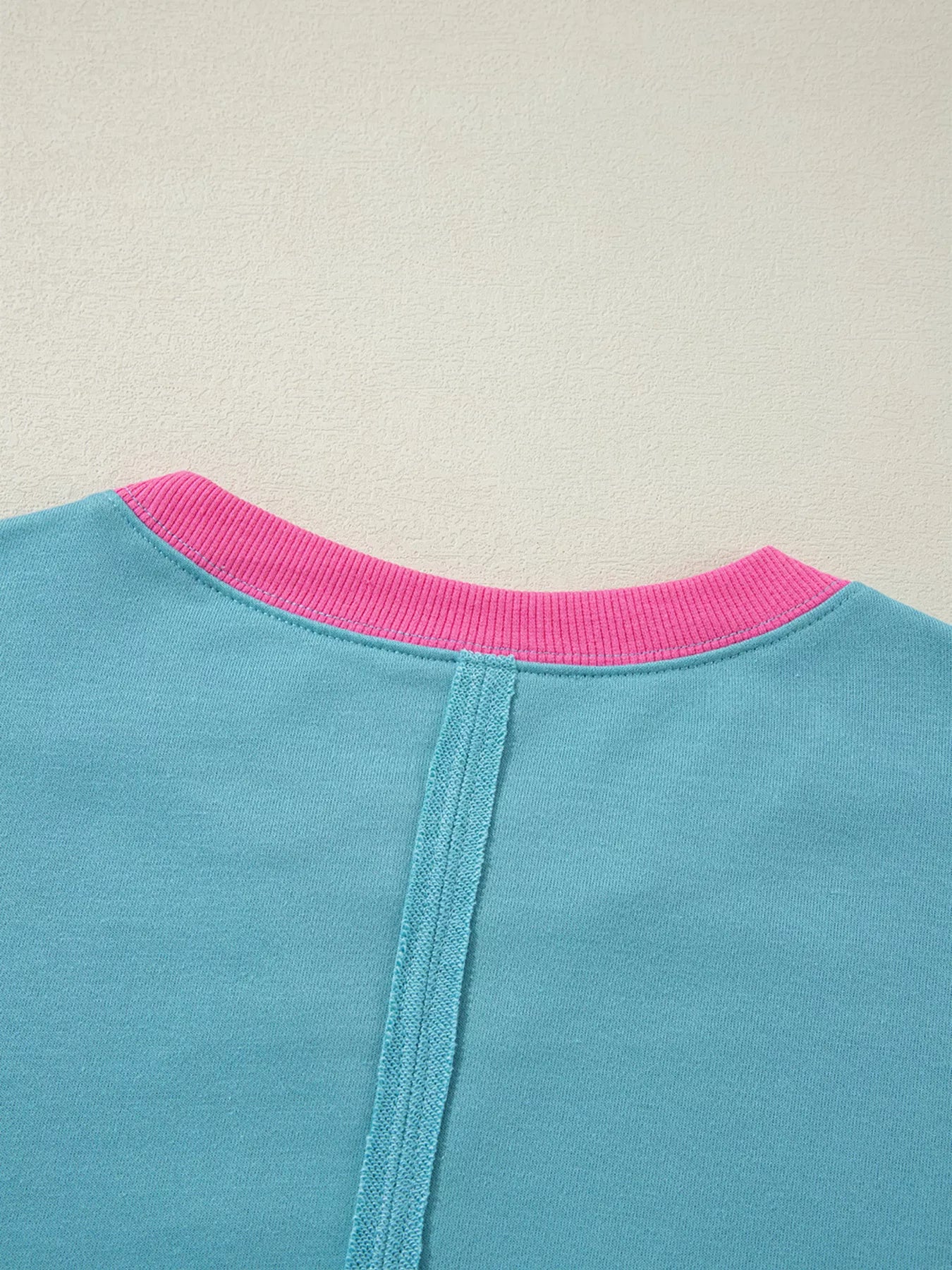 Colorblock Patchwork Crew Neck Loose Sweatshirt