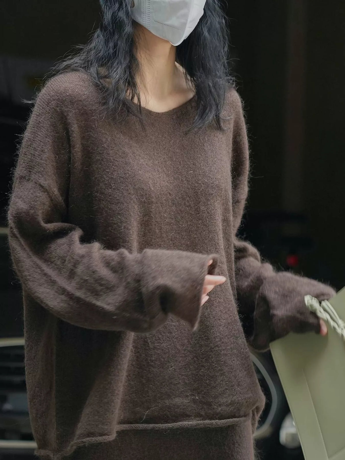 Round Neck Dropped Shoulder Sweater