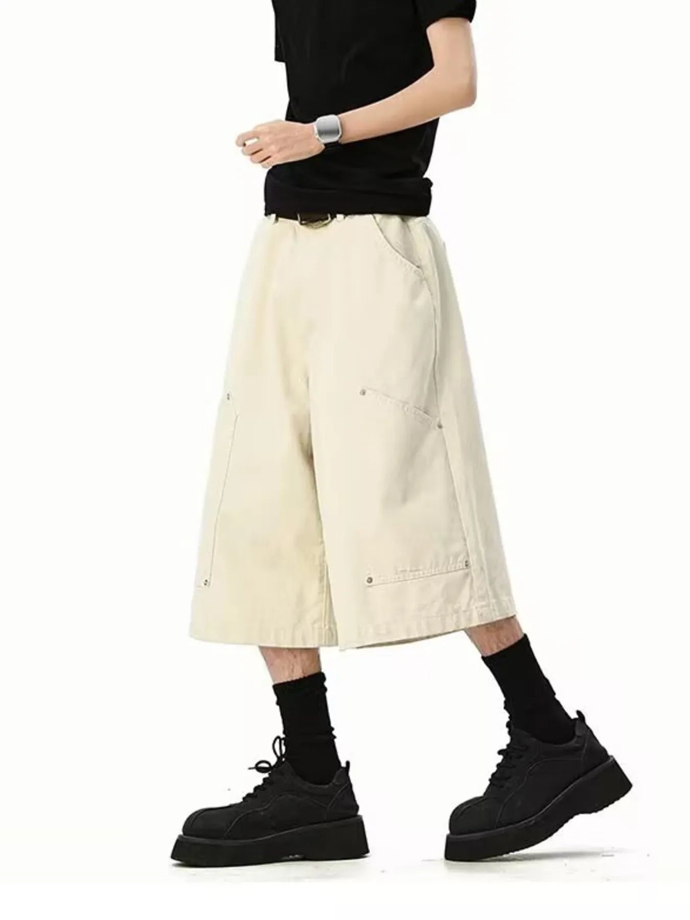 Men's Full Size Wide Leg Cropped Shorts Plus Size