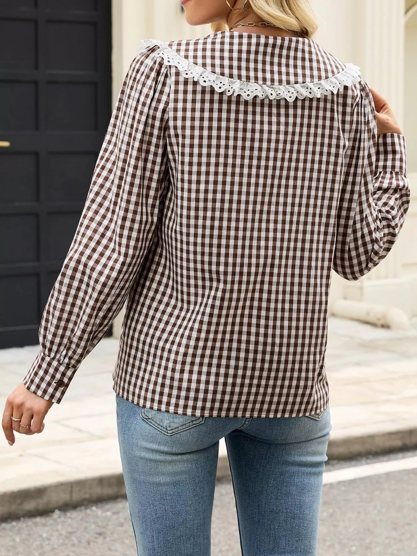 Lace Peter Pan Collar Button Up Shirt
