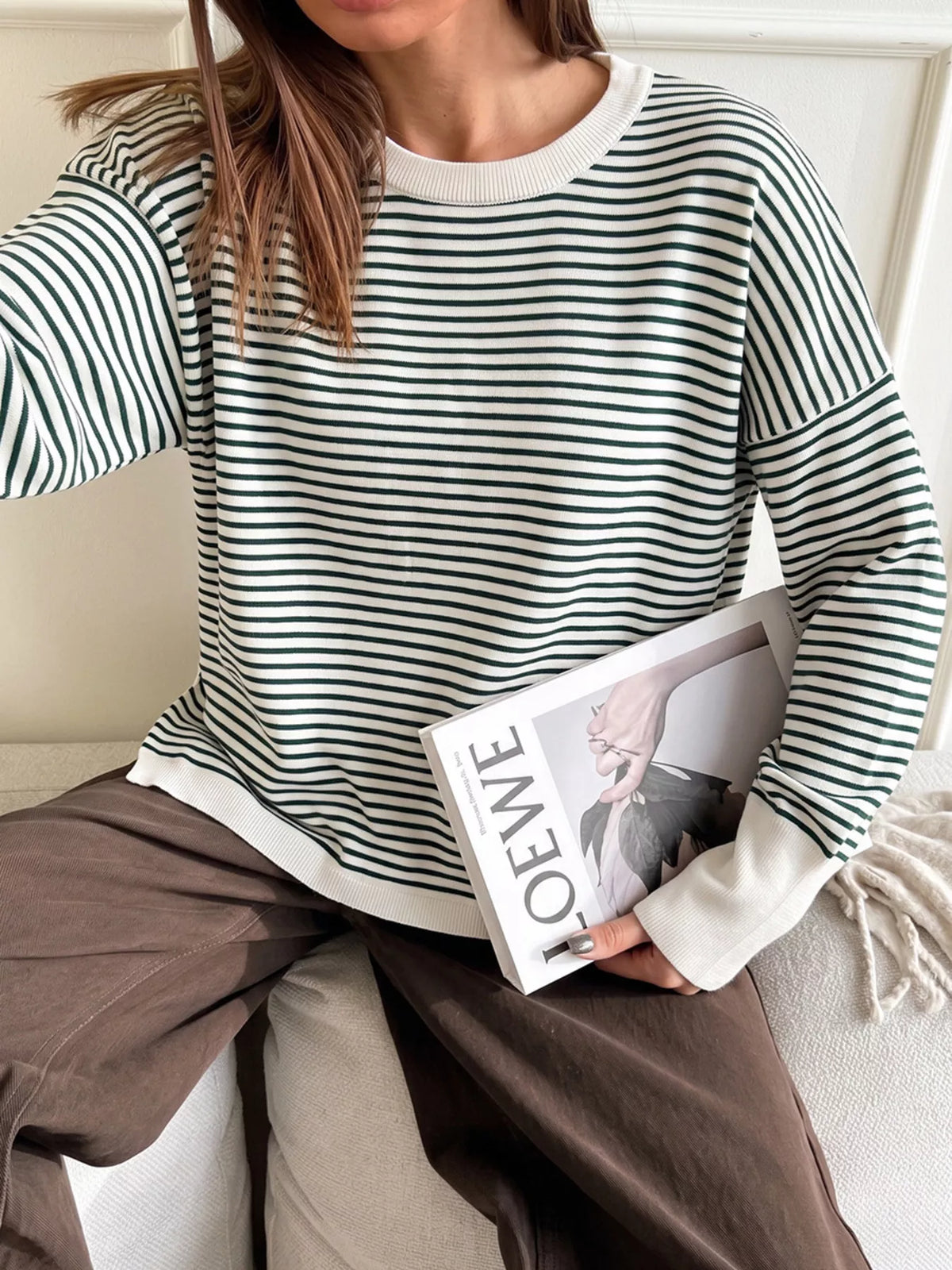 Striped Round Neck Knit Top