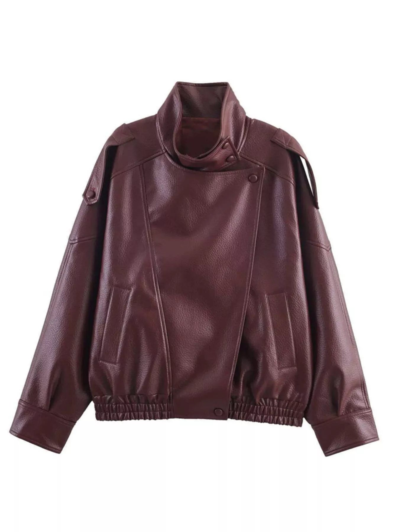 Asymmetrical Faux Leather Moto Jacket