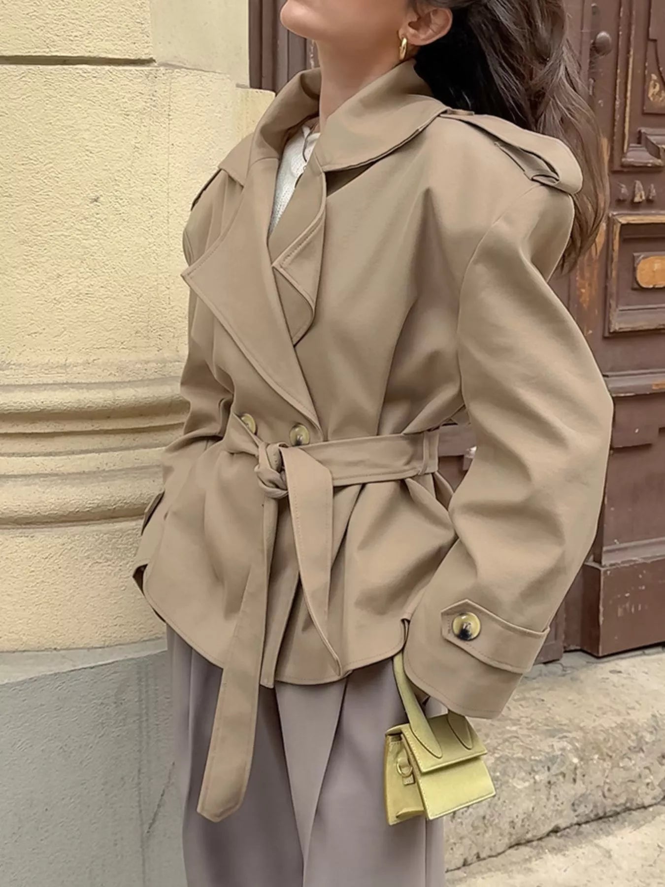 Chic Double-Breasted Belted Trench Coat