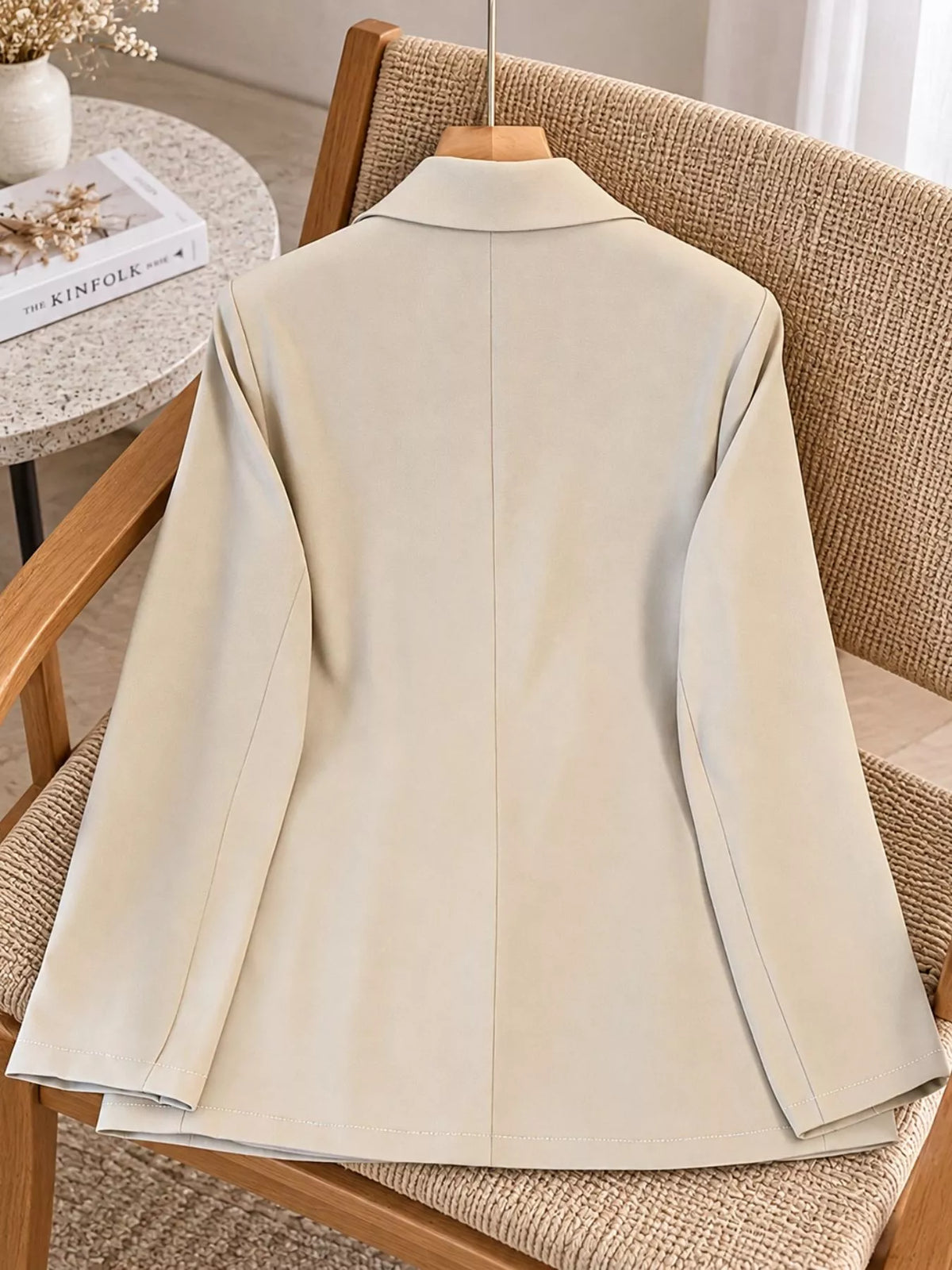 Chinese-Style Knot Lapel Collar Blazer