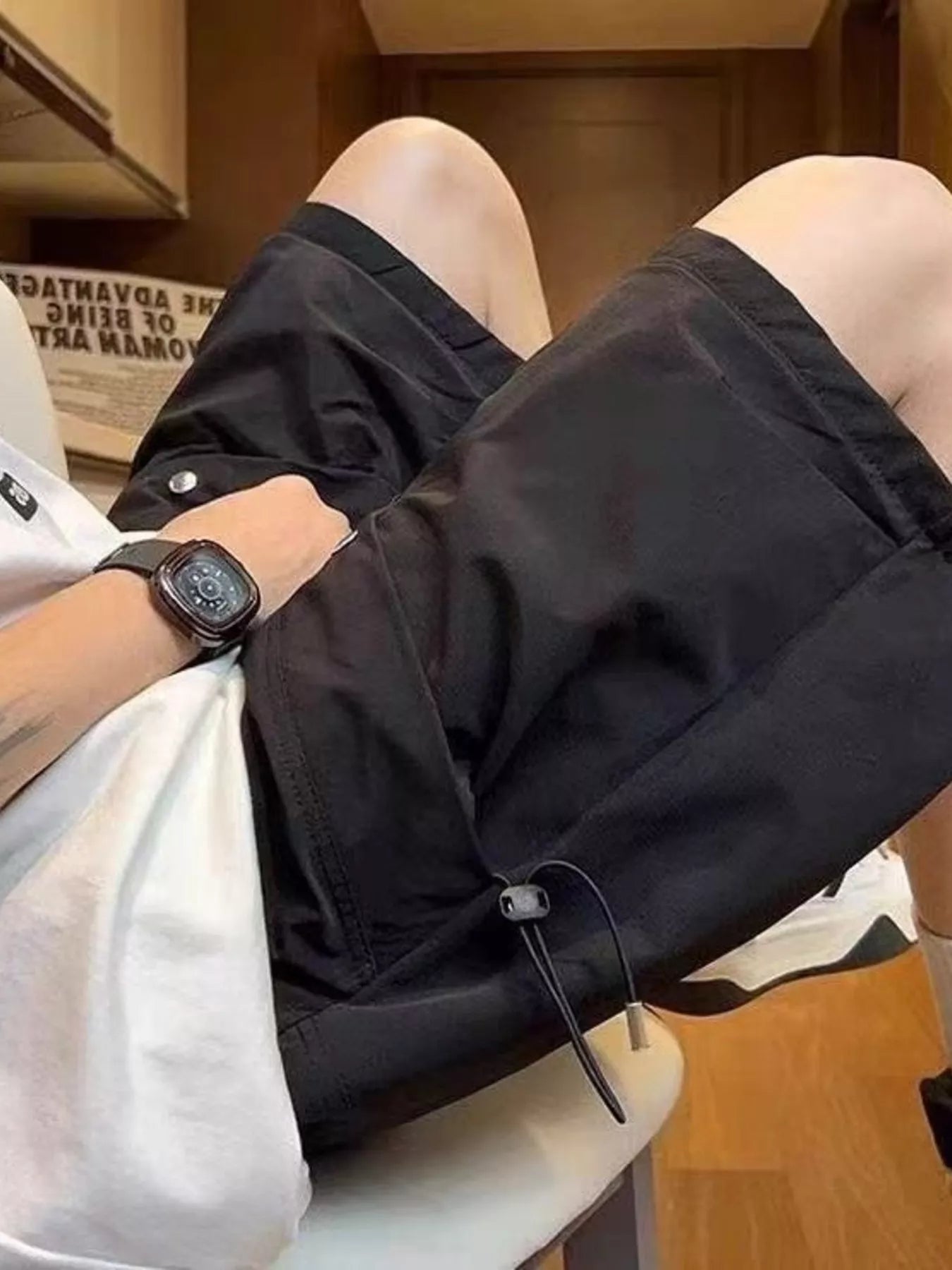 Men's Plus Size Casual Cargo Shorts with Drawstring