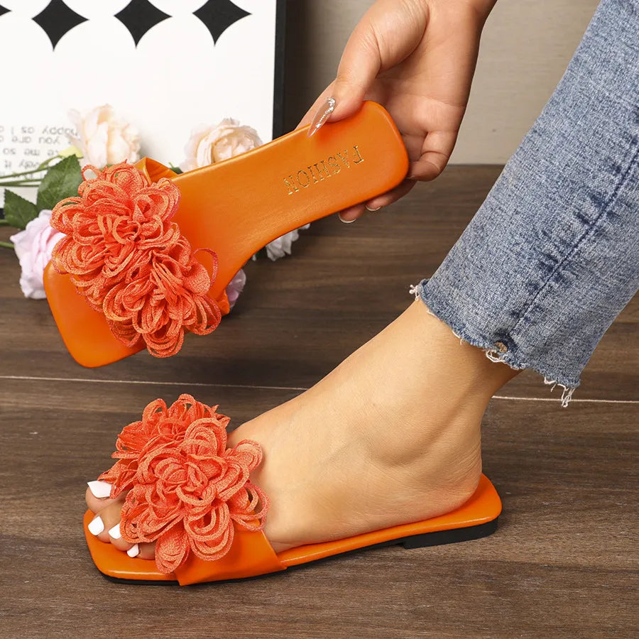 Floral Embellished Flat Sandals