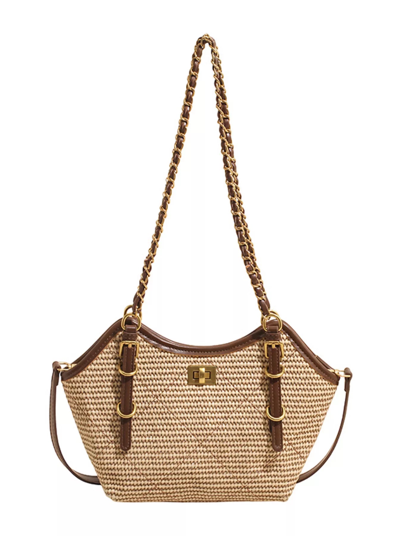 Vintage Woven Straw Crossbody Bag