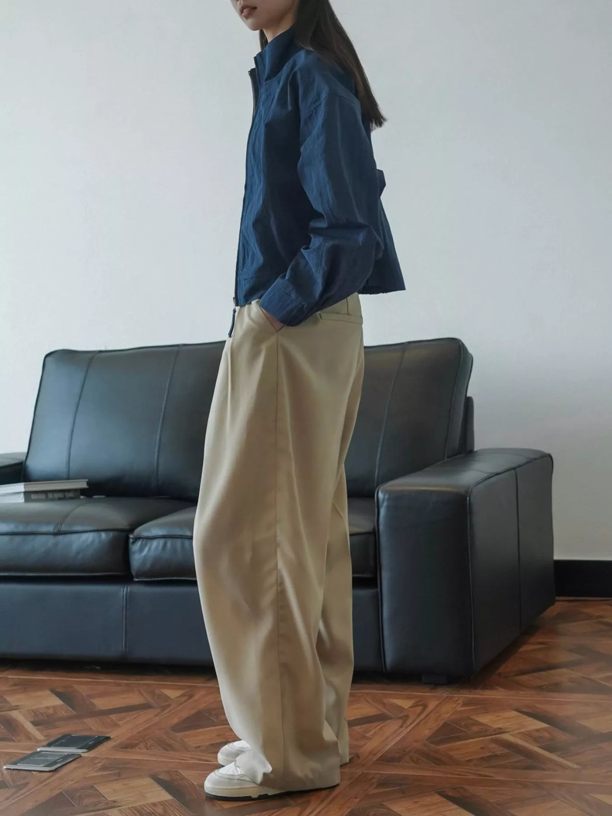 High-Waisted Pleated Wide-Leg Pants