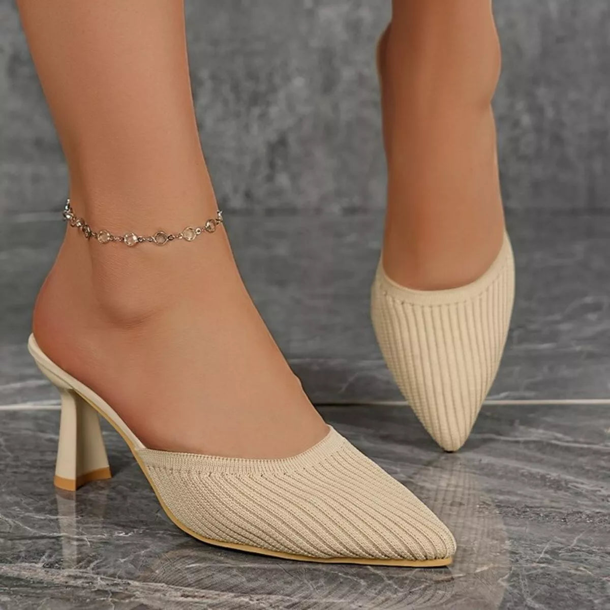 Point Toe Block Heels Sandals