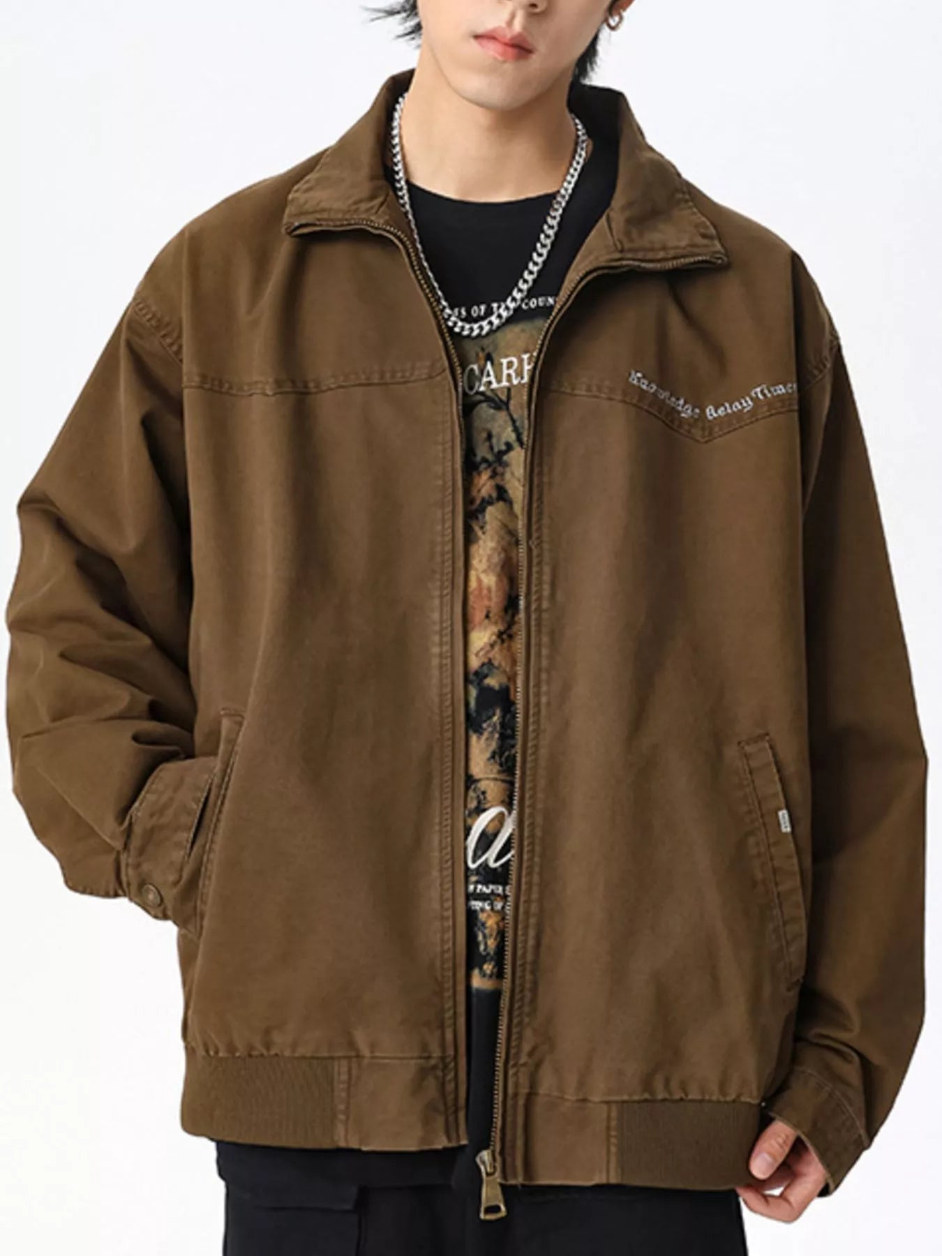 Men's Plus Size Zip Up Long Sleeve Jacket