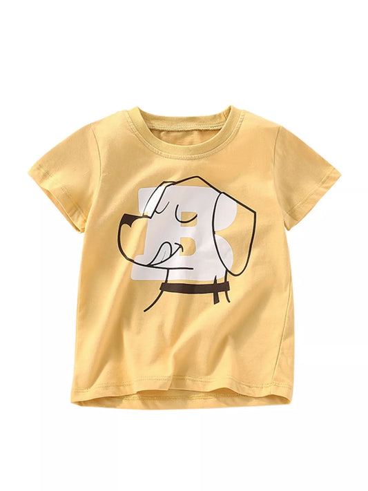 Children's Dog Graphic Short Sleeve T-Shirt