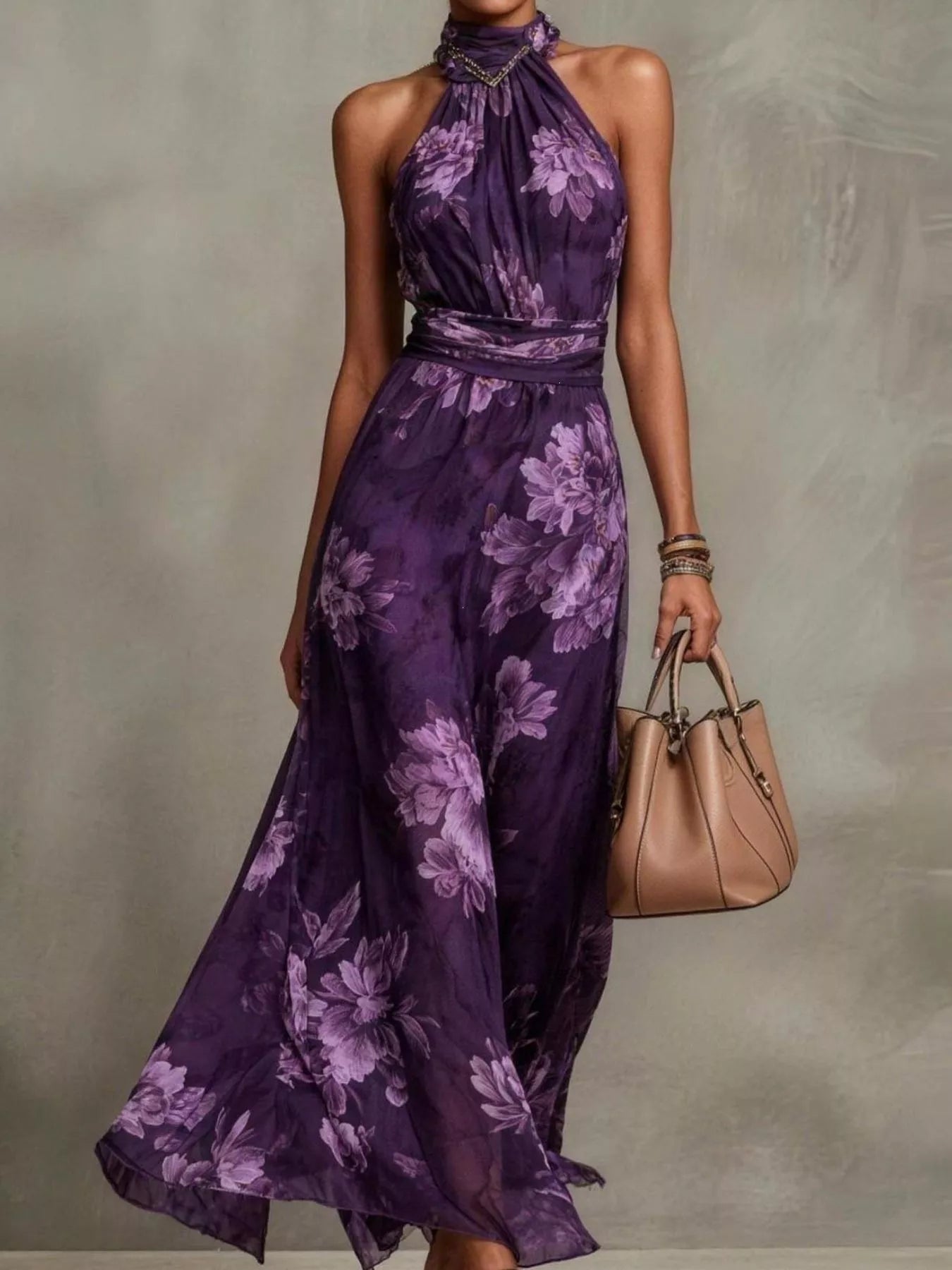 Full Size Floral Print Sleeveless Maxi Dress Plus Size