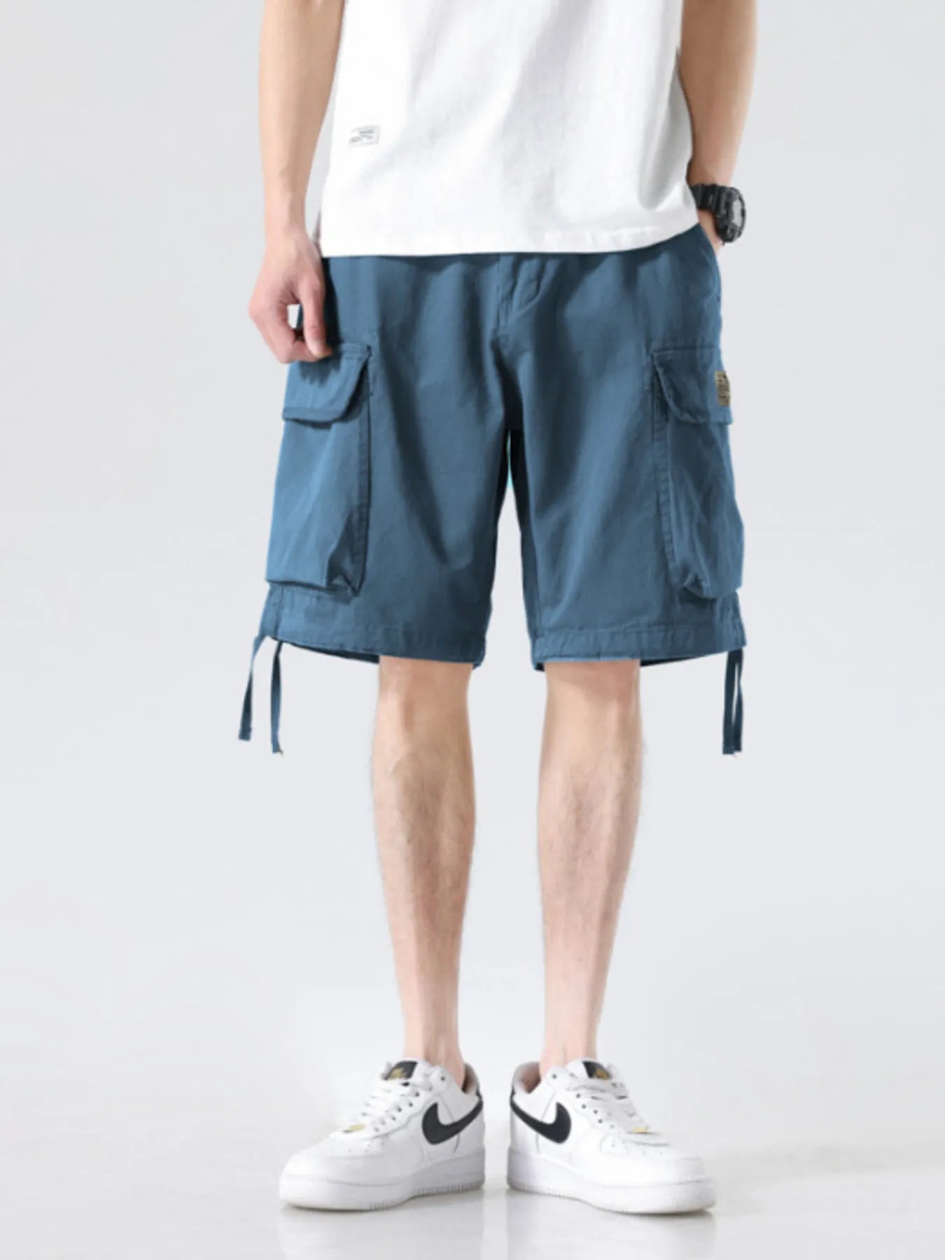 Men's Drawstring Wide Leg Cargo Shorts