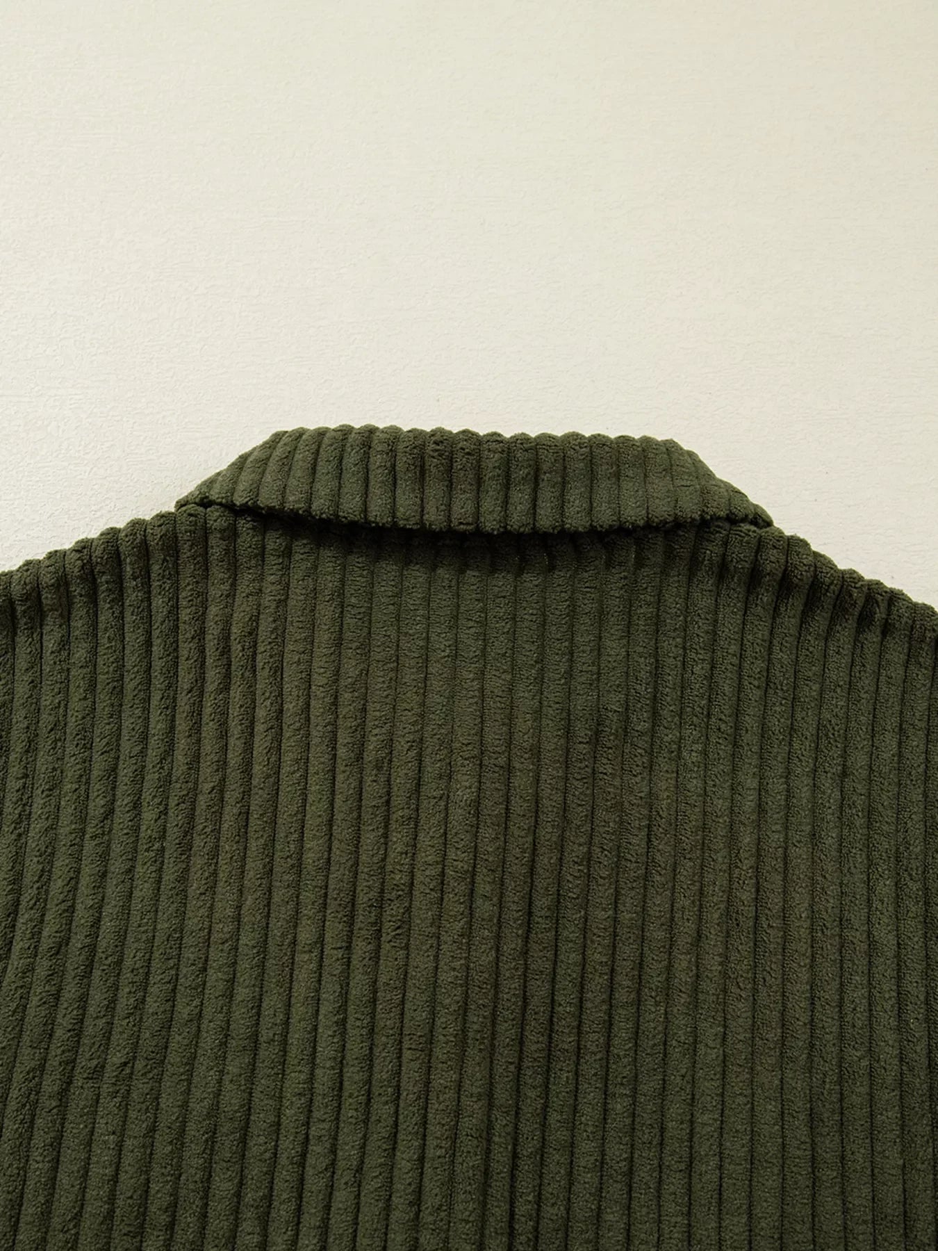 Ribbed Fleece Plaid Print Patchwork Button Up Jacket