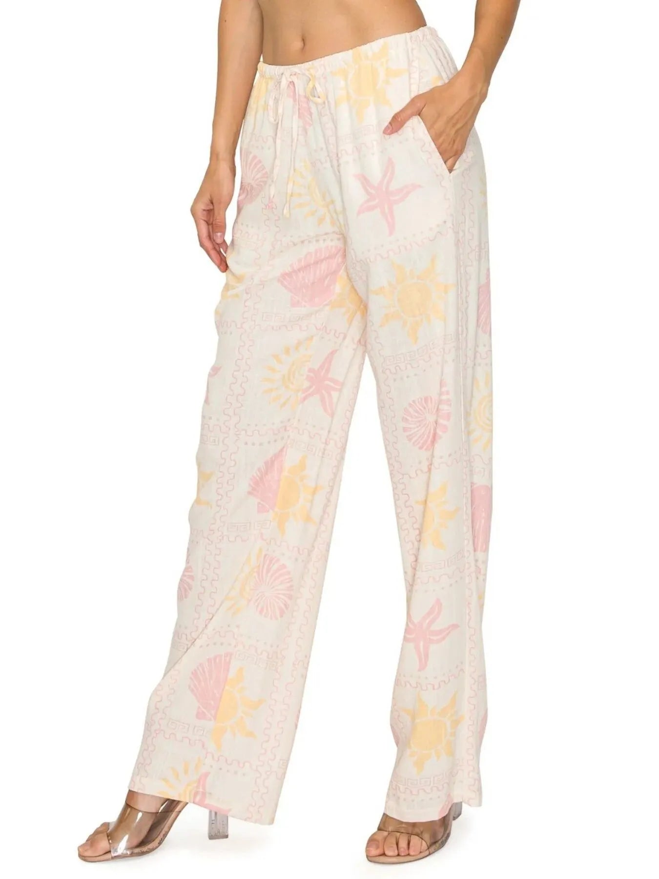 Printed Drawstring Straight Pants
