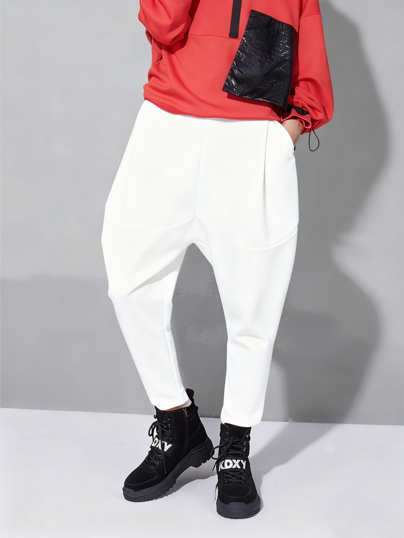 Loose Fit Harem Pants with Pockets