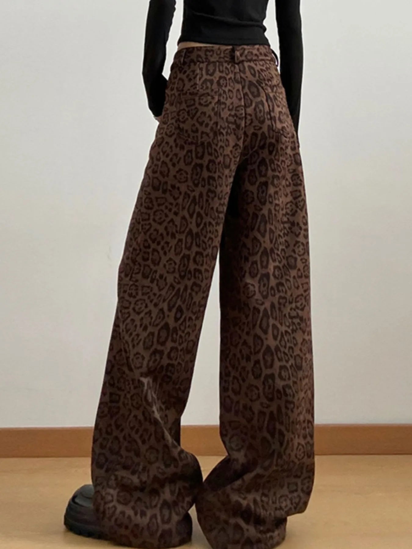 Leopard Print Wide Leg High Waist Pants