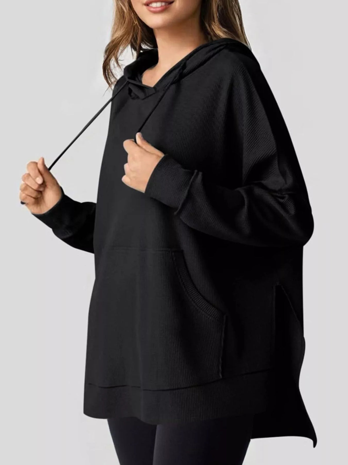 High-Low Hoodie with Kangaroo Pocket