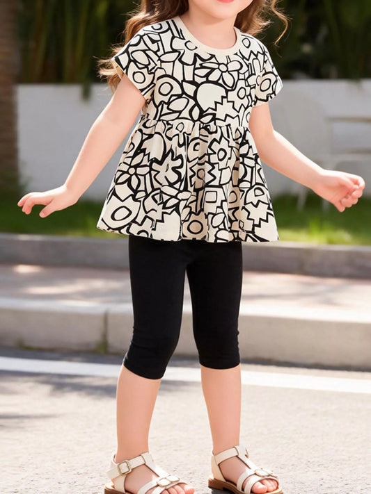 Children's Printed Top and Leggings Set
