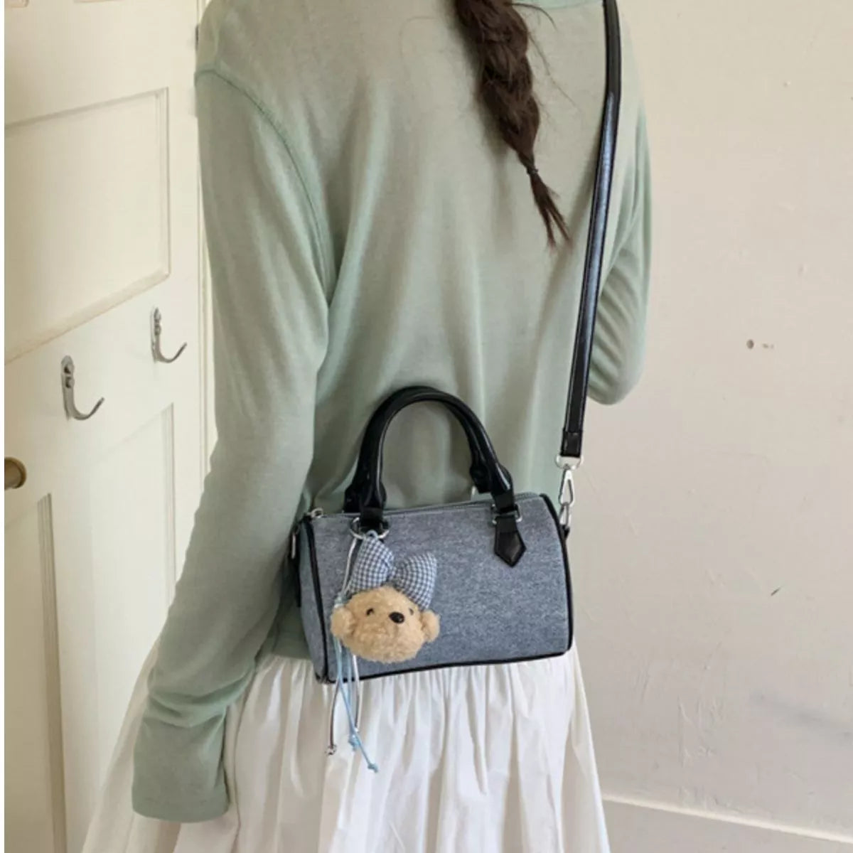 Denim Barrel Crossbody Bag