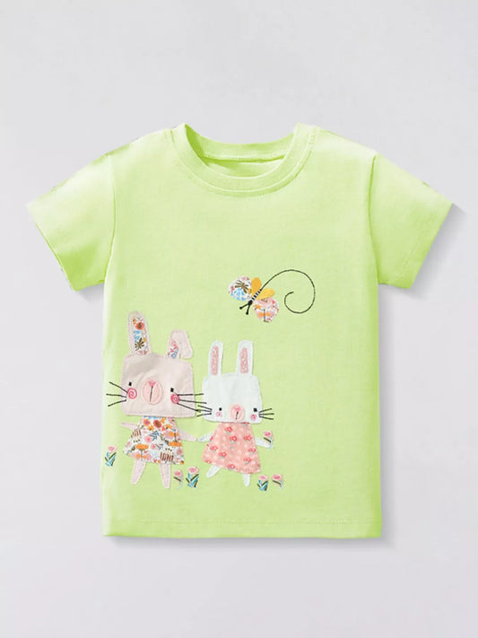 Children's Bunny Applique Short Sleeve T-Shirt