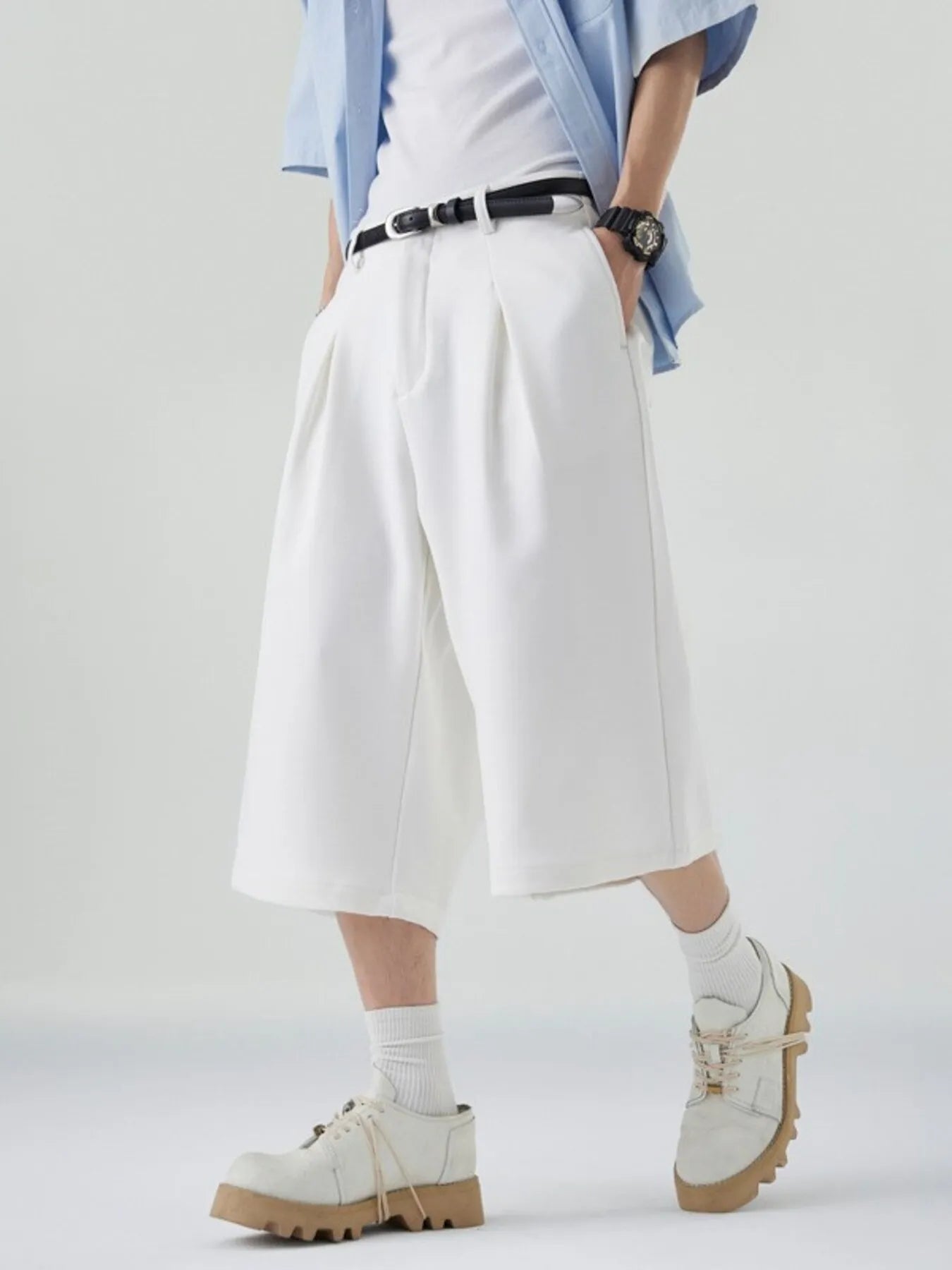 Men's Wide Leg Cropped Pants