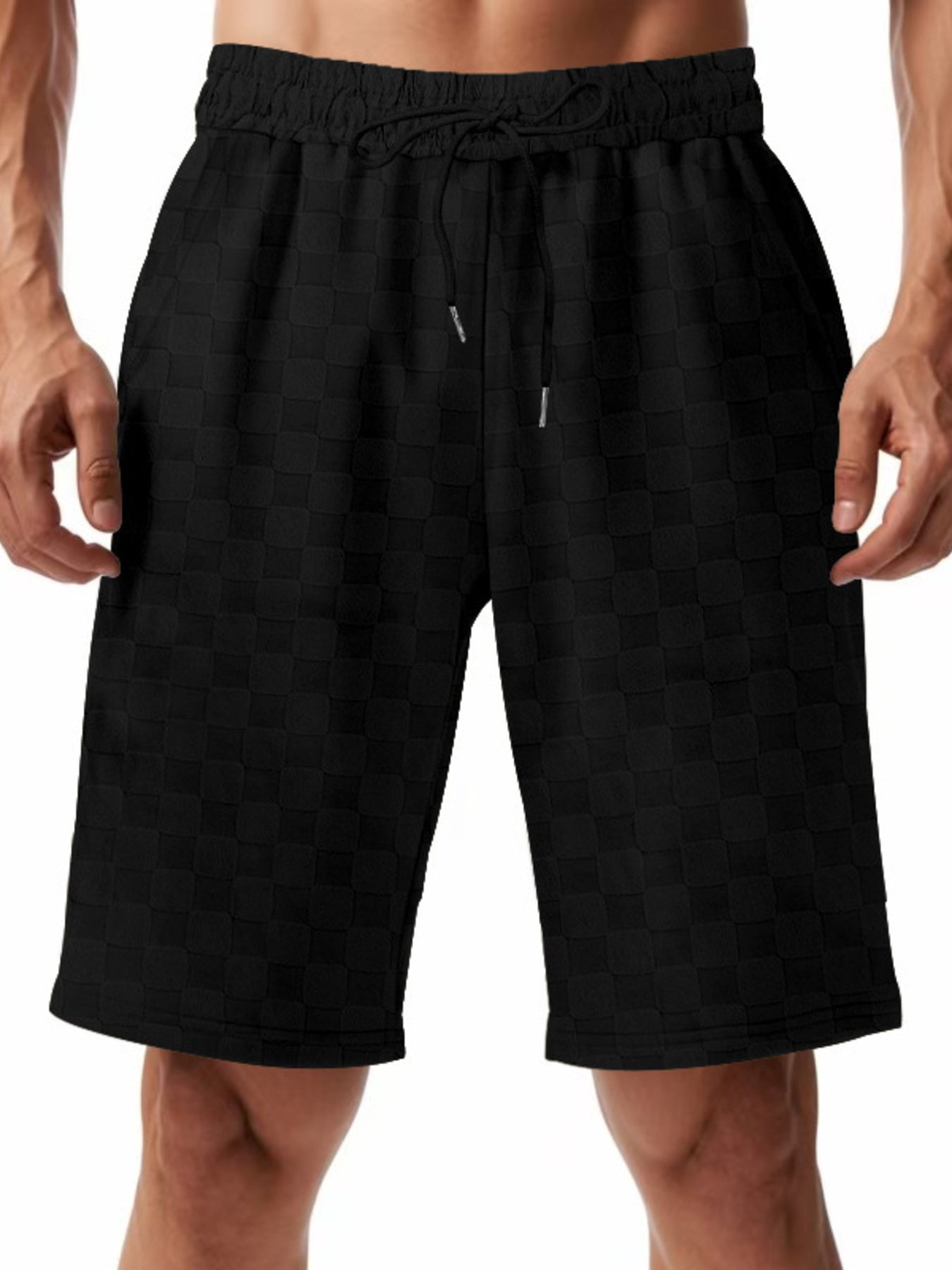 Men's Full Size Checkered Casual Drawstring Shorts Plus Size