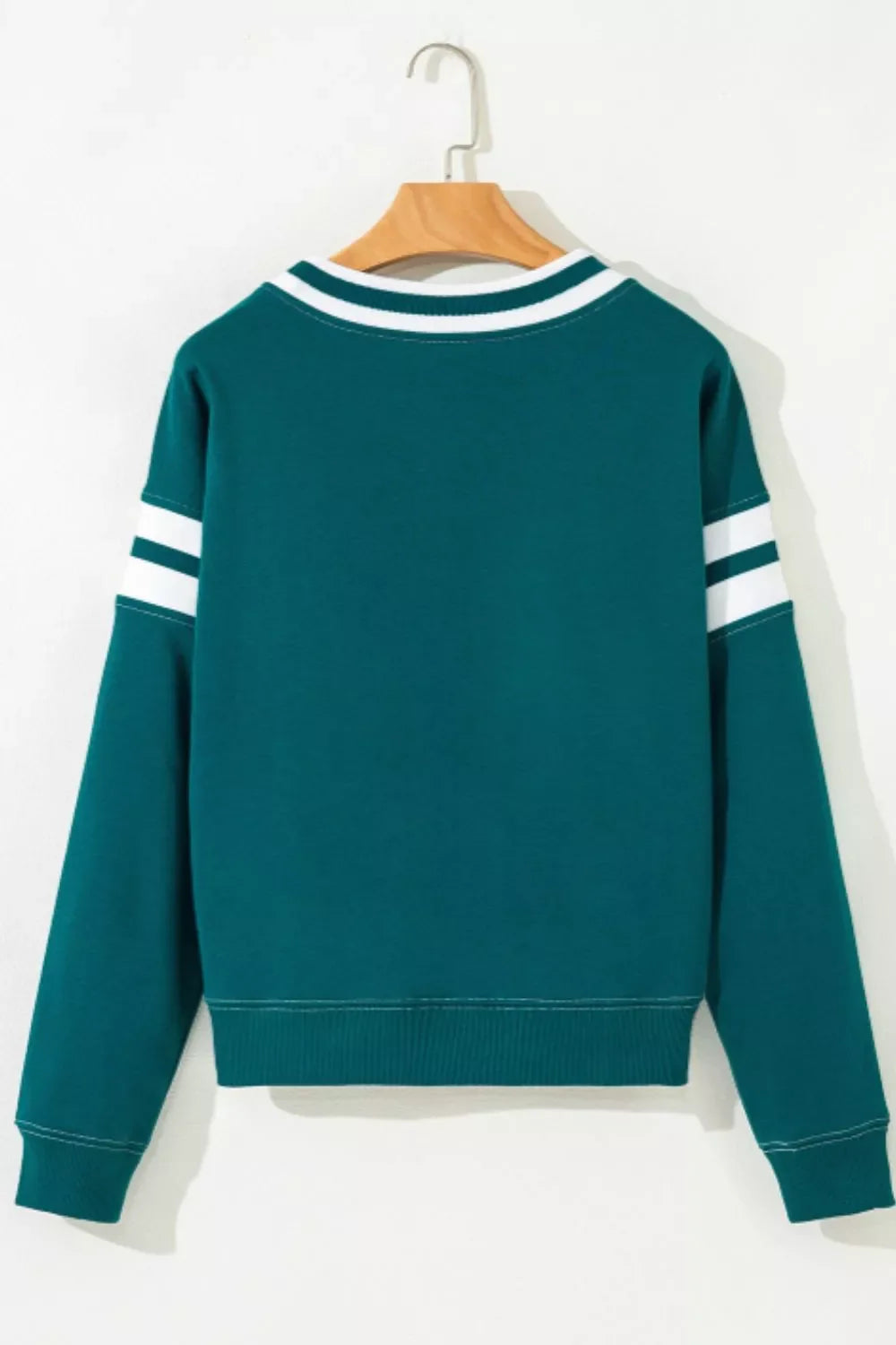 Contrast Striped Patchwork Round Neck Drop Shoulder Sweatshirt