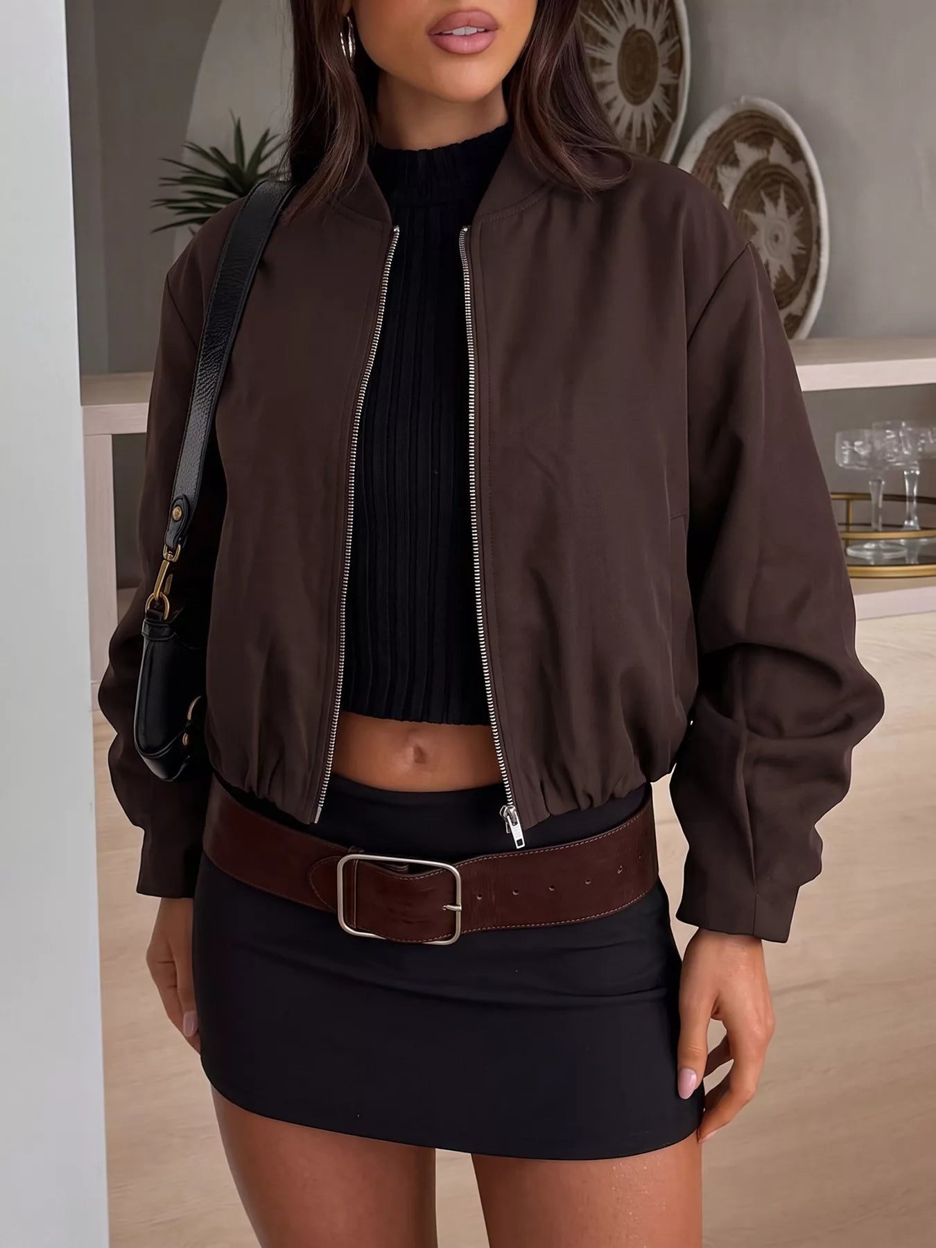 Zip Up Dropped Shoulder Jacket