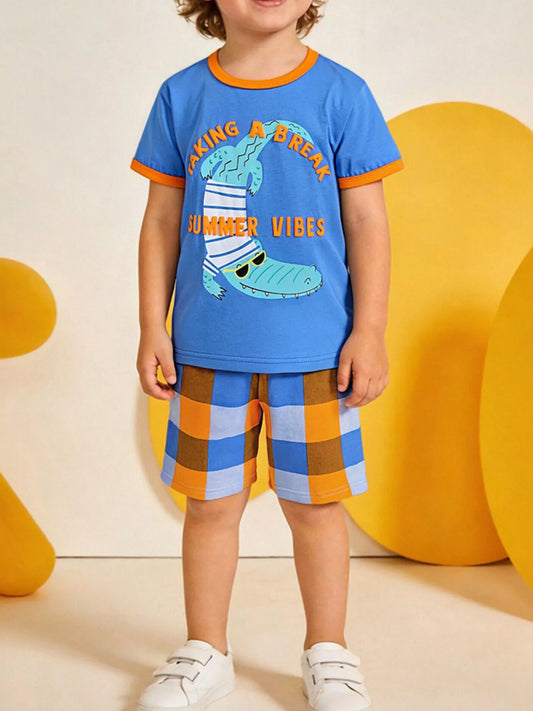 Children's Summer Vibes Crocodile Print Tee and Shorts Set