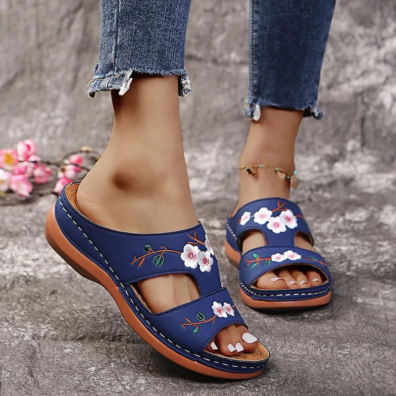 Floral Embroidered Cutout Sandals