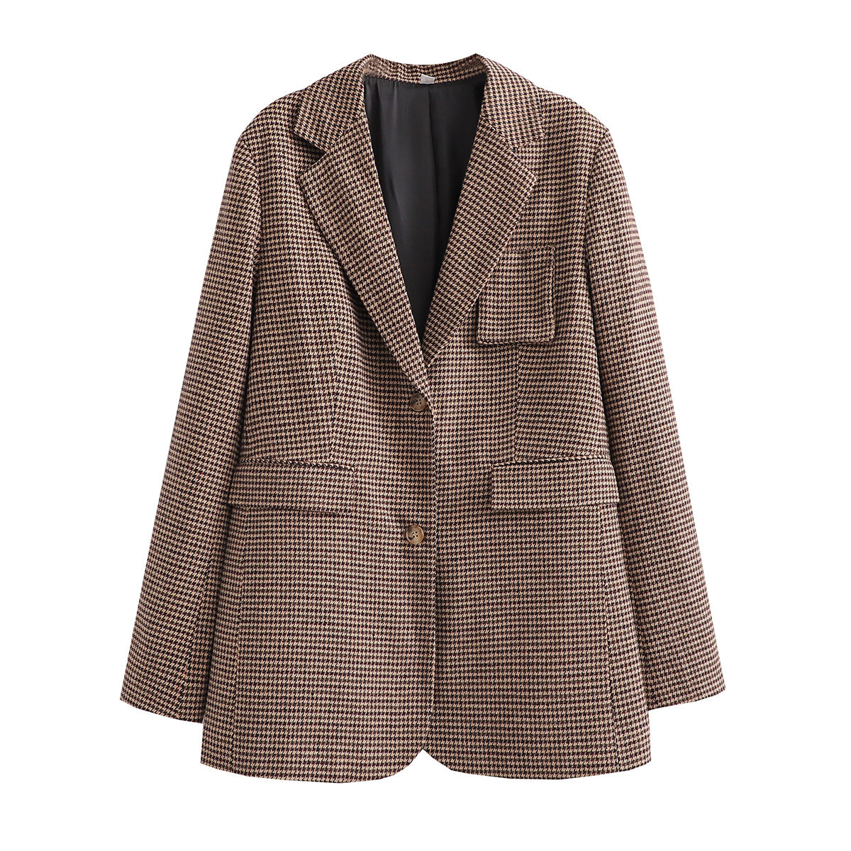 Houndstooth Suit Jacket Leather Ring Decorative Culottes Suit