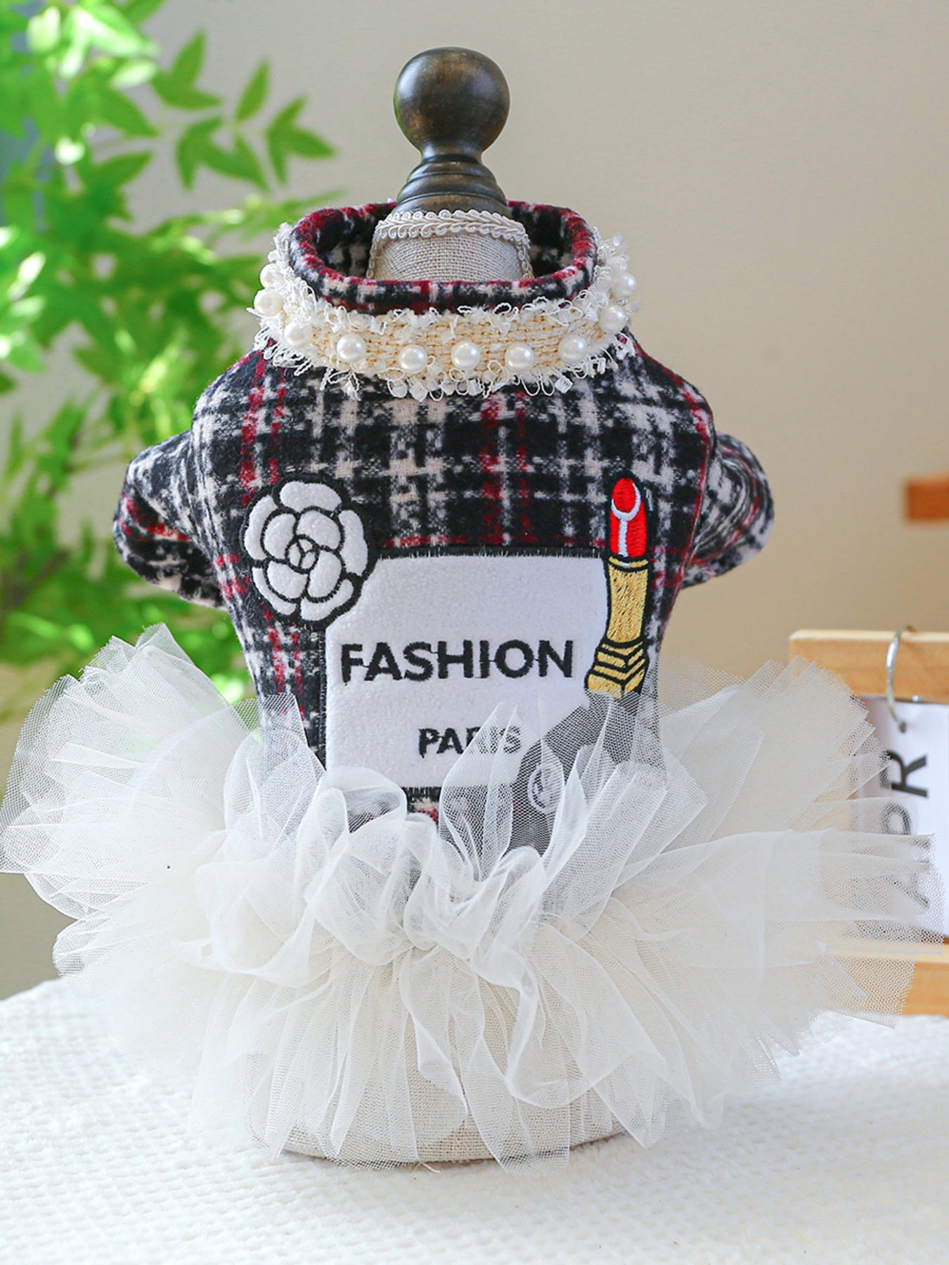 Pearl Collar Pet Dress
