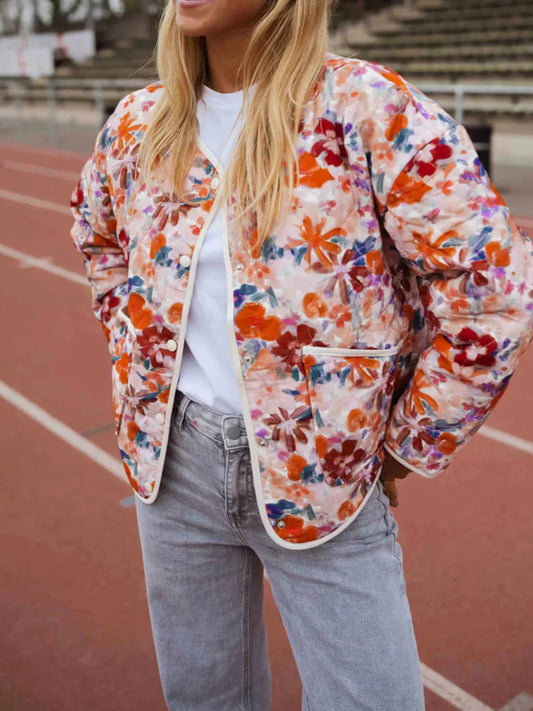 Floral Print Quilted Lightweight Outerwear