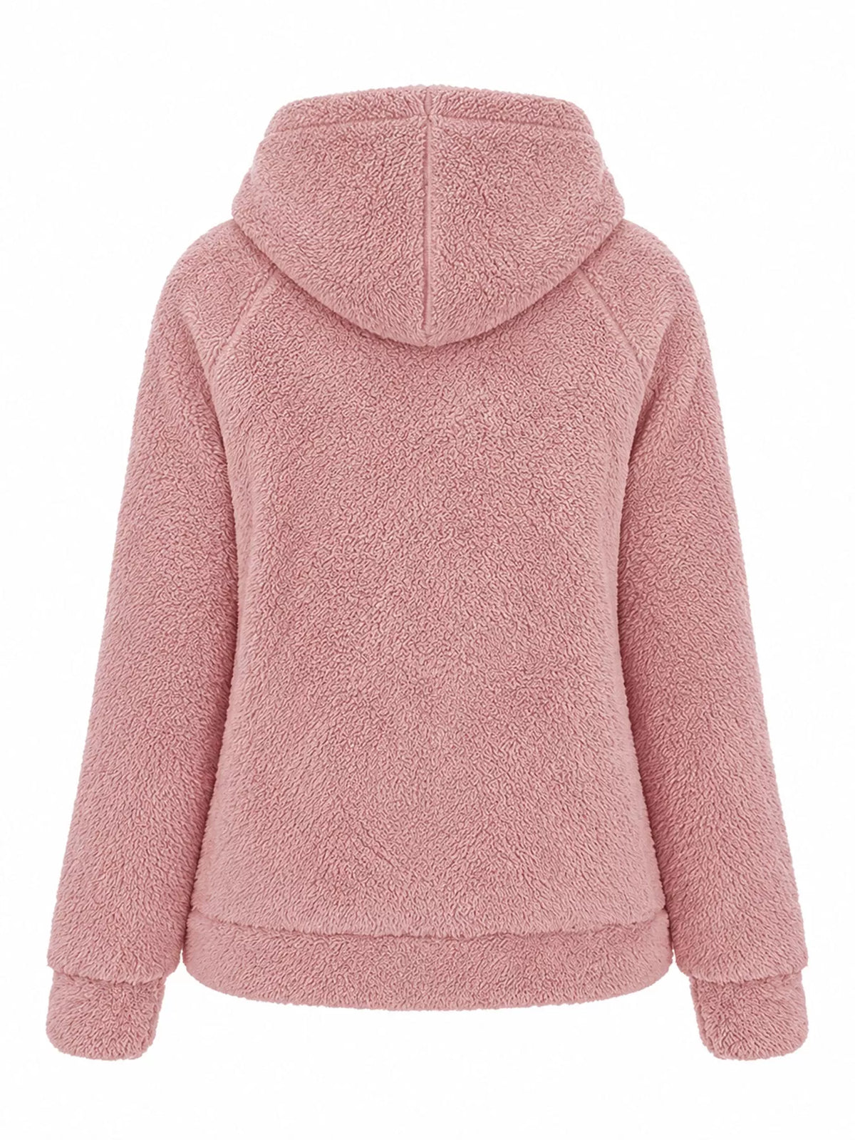 Drawstring Sherpa Zip-Up Hoodie