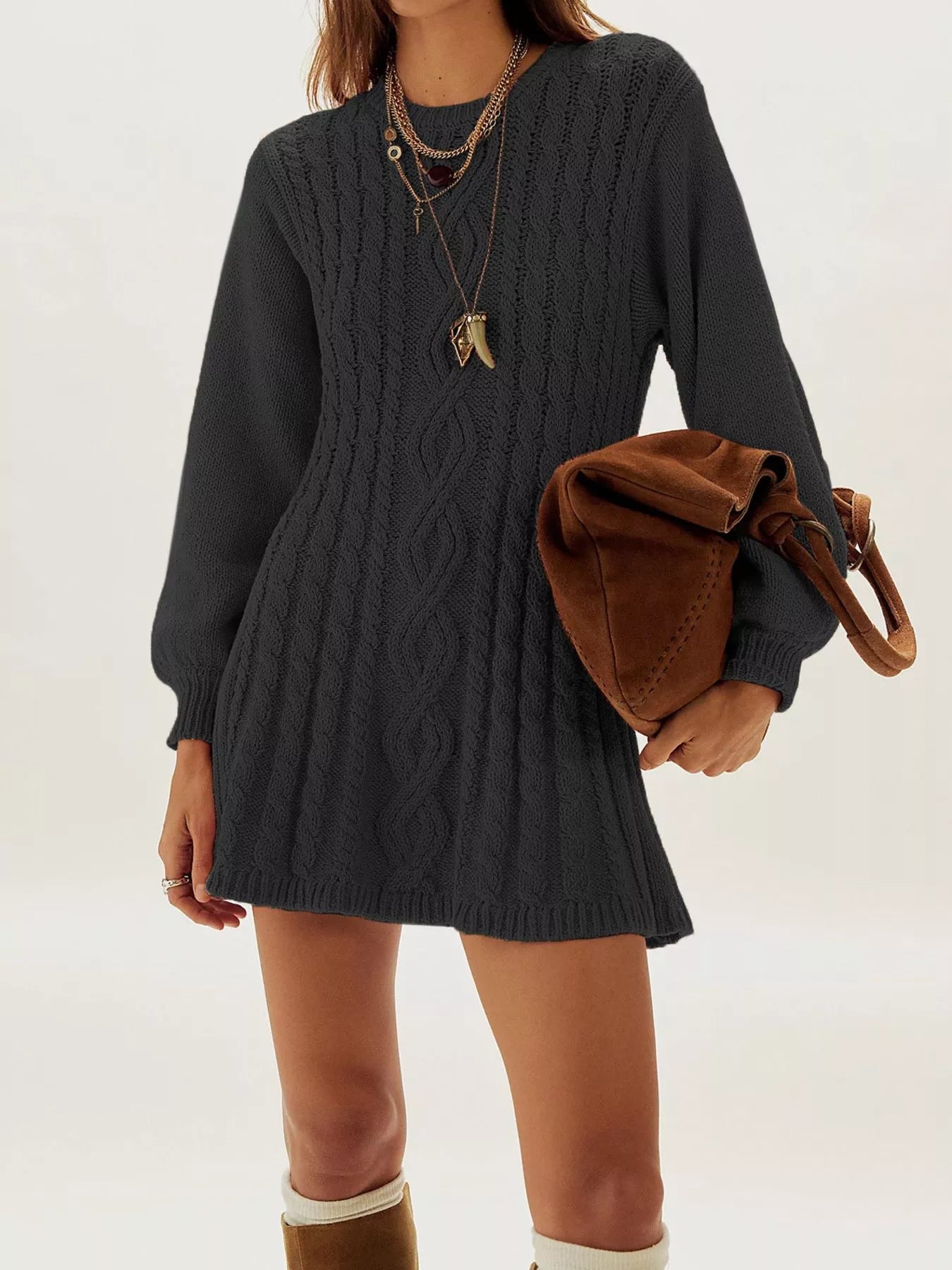 Cable Knit Sweater Mini Dress