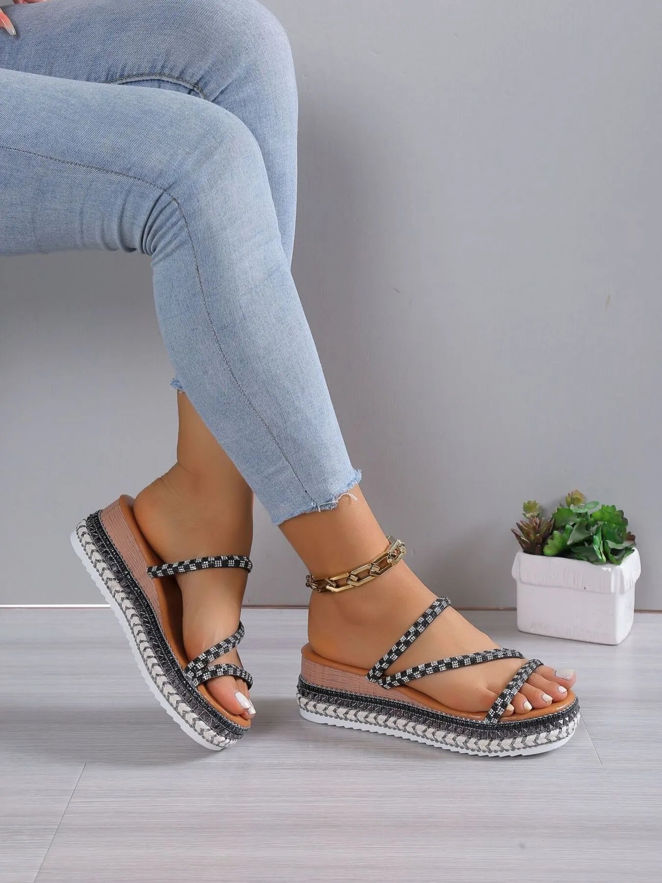 Woven Platform Wedge Sandals