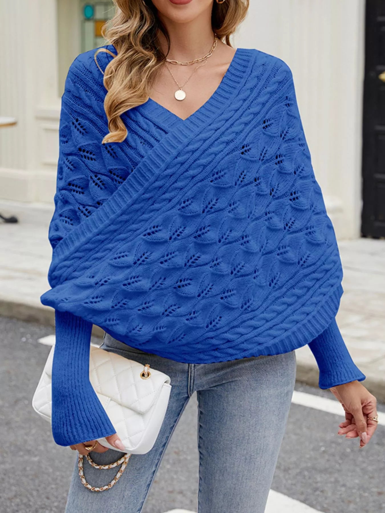 Cable Knit Batwing Sleeve Sweater