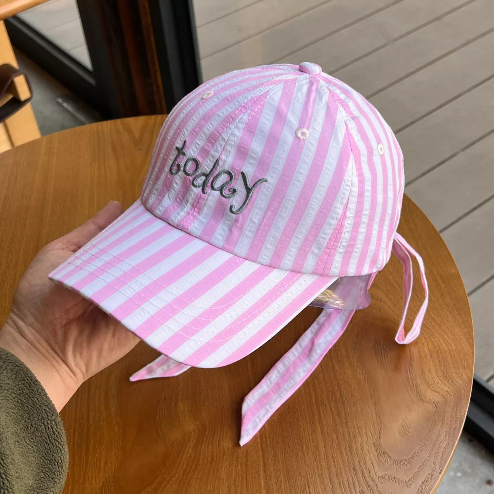 Striped Embroidered Baseball Cap